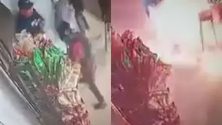 Los agresores huyeron del negocio, al parecer una tienda de abarrotes, luego de haber iniciado el fuego que dejó daños en el lugar