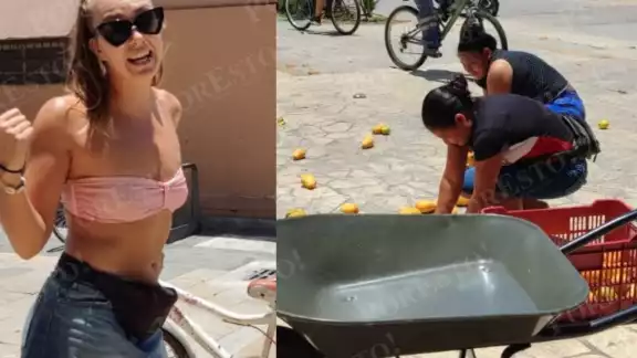 La turista extranjera se vio obligada a pedirle disculpas a las mujeres indígenas tras arrojar su mercancía al suelo de la Quinta Avenida de Playa del Carmen La turista extranjera se vio obligada a pedirle disculpas a las mujeres indígenas tras arrojar su mercancía al suelo de la Quinta Avenida de Playa del Carmen