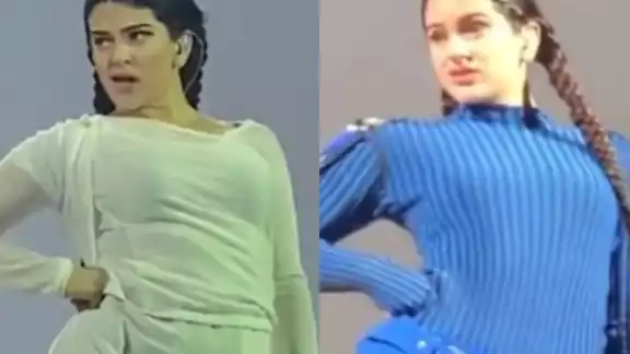 Rosalía se volvió viral con la pose y el gesto que realiza cuando suena 'Bizcochito' durante su gira internacional Rosalía se volvió viral con la pose y el gesto que realiza cuando suena 'Bizcochito' durante su gira internacional