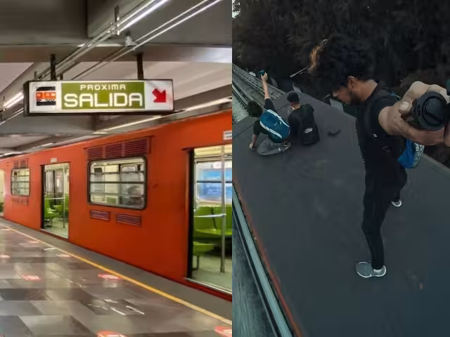 El joven conocido en internet como Selerdios Ph subió un video en el que muestra cómo brincó de un puente hacia un vagón de la L9 del Metro