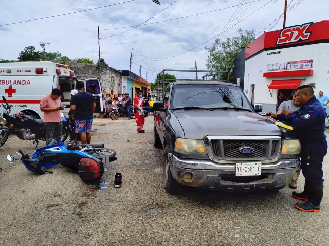 Motociclista sufre accidente vial en la colonia San José Nabalam