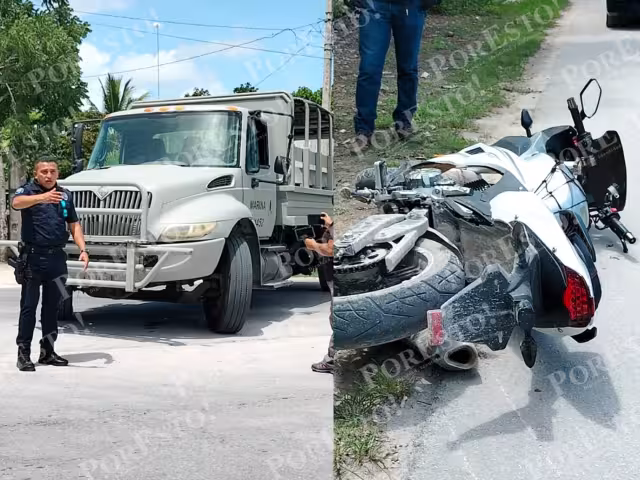 La motocicleta quedó tirada a unos metros del sitio del choque, mientras que el lesionado fue atendido por paramédicos en la carretera transversal de Cozumel