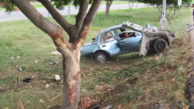 La parte frontal del vehículo terminó destrozado