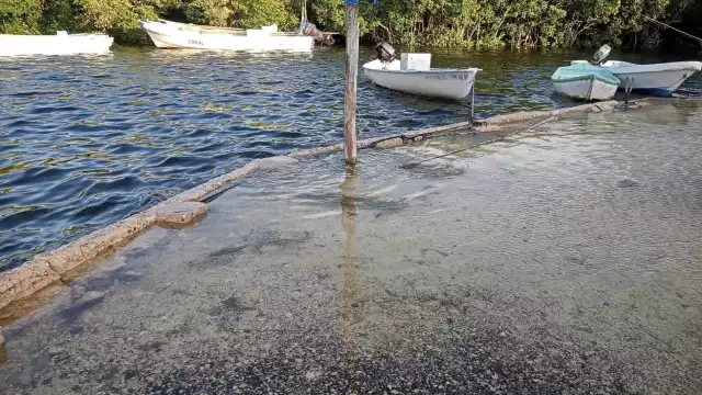 Calles de Celestún permanecen inundadas tras el desborde de la ría