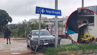 Mujer resulta lesionada tras choque contra poste de videovigilancia en Tulum