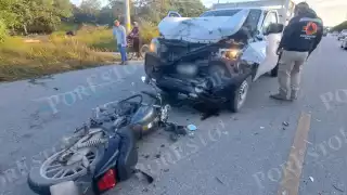 Accidente en la carretera federal 307 tramo Tulum deja un joven motociclista lesionado