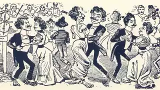 Grabado de José Guadalupe Posada sobre el 'baile de los 41'