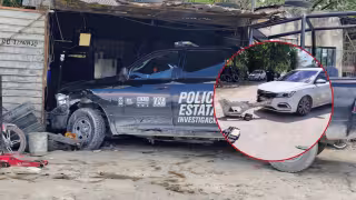 Patrulla de la Policía Estatal choca un vehículo en la López Portillo de Cancún