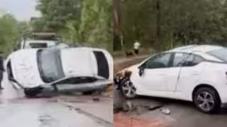 Conductora sale ilesa tras volcar en avenida Universidades de Playa del Carmen