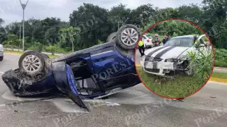 Conductor a exceso de velocidad causa accidente en avenida José López Portillo de Cancún