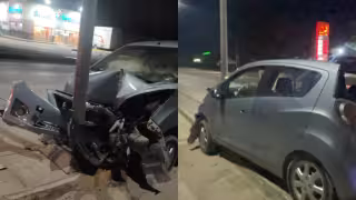 Conductor presuntamente ebrio chocó contra un poste en la avenida José López Portillo de Cancún