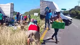 Accidente de camioneta genera rapiña en una carretera de Bacalar