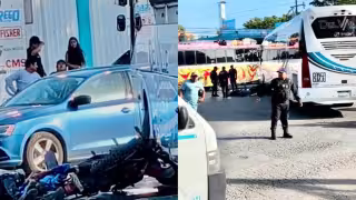 Autobús embiste a motociclista y termina en el hospital de Playa del Carmen