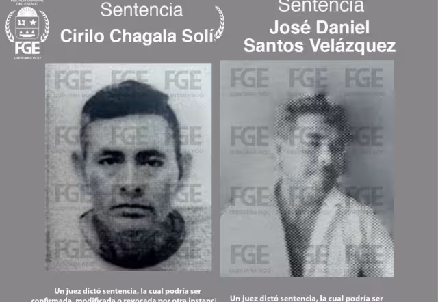 Los sentenciados fueron identificados como Cirilo Chagala Solís y Juan Daniel Santos Velázquez