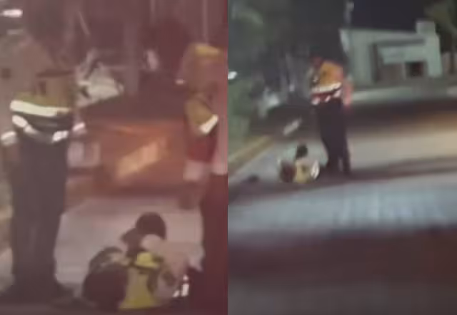 Uno de los agentes cayó al pavimento y presentó lesiones menores