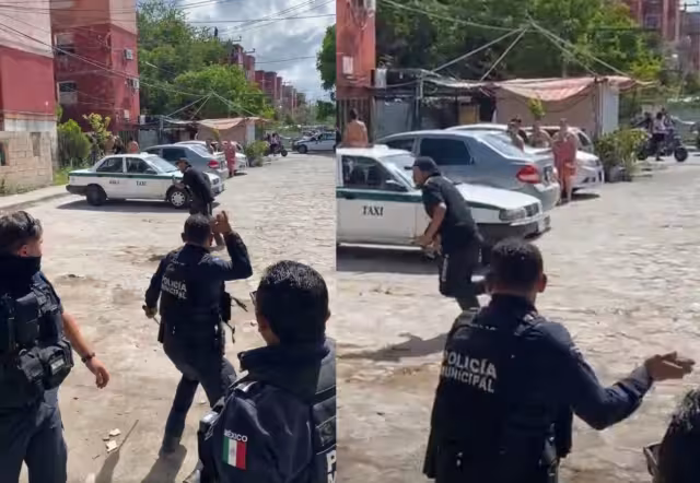 Persecución a taxi termina con dos detenidos y agresión a policías en la SM 77 de Cancún