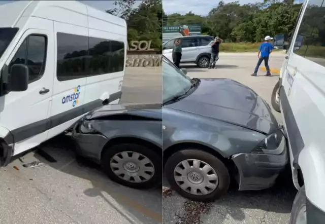 Aparentemente camioneta blanca se atravesó en la vía donde el Volkswagen circulaba, causando el impacto
