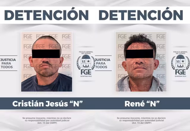 Los agentes reportaron la detención de dos sujetos, identificados como Cristián Jesús "N" y René "N",
