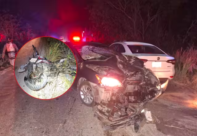 Reportan grave a motociclista que ocasionó carambola en la carretera Gas Auto de Cancún