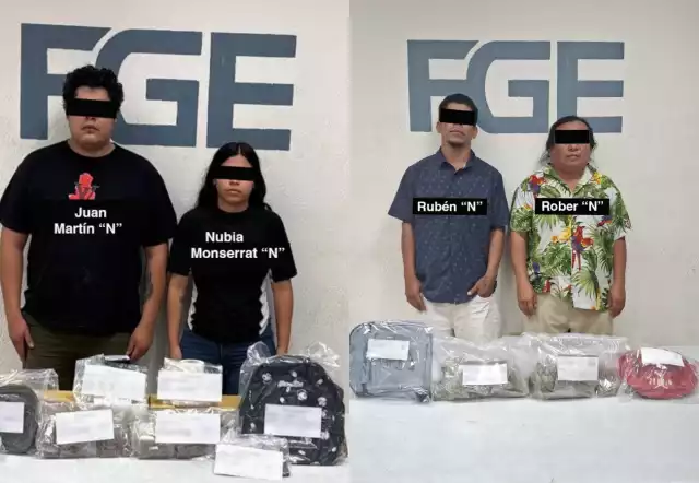 Los detenidos fueron identificados como Juan Martín “N” y Rober “N”, Rubén “N” y Nubia Monserrat “N”
