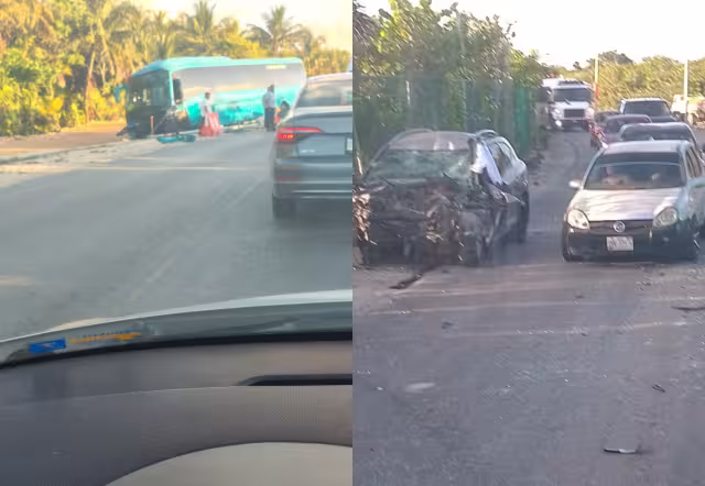 Fuerte accidente en carretera Punta Sam: Autobús Del Valle impacta una camioneta