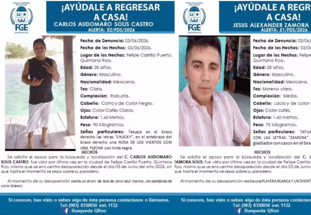 Las víctimas fueron identificados como Jesús Alexander Zamora Solís y Carlos Audomaro Solis Castro, ambos de 28 años de edad