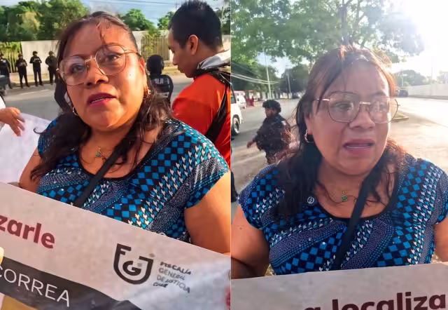 Josefina Ramírez, tía de María Adela Morales, encabezó la protesta en el acceso a Chetumal para exigir avances en la búsqueda