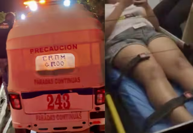 Paramédicos atendieron a la mujer motociclista y posteriormente la trasladaron a un hospital
