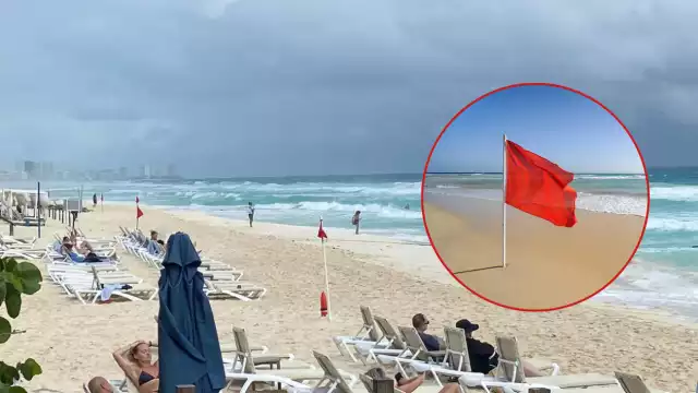 La bandera roja significa el acceso prohibido a una playa