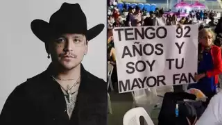 Doña Rosaura Salguero, de 92 años, quien se dice ser la ‘mayor fan’ de Christian Nodal