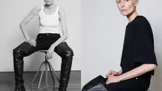 El enérgico estilo de caminar de la estilista y modelo Minttu Vesala robó el espectáculo en el desfile de moda Balengica