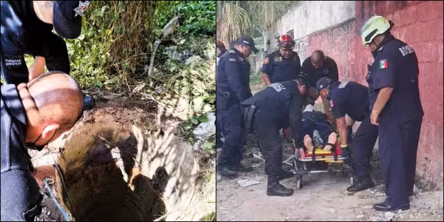 Bomberos rescatan a hombre y lo entregan a paramédicos para su traslado al Hospital General