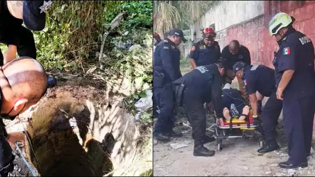 Bomberos rescatan a hombre y lo entregan a paramédicos para su traslado al Hospital General