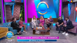 Elenco de 'Jurassic World: Dominion' visita 'Venga la Alegría' y promocionan la próxima película que estrenará en México