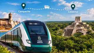 Visitar Calakmul desde San Francisco de Campeche es posible abordando el Tren Maya.