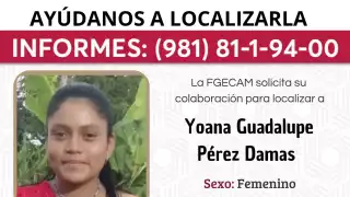 Adolescente de 14 años desaparece en Palizada, Campeche.