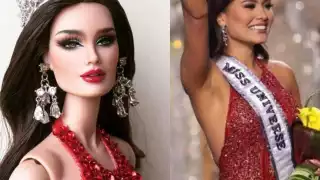 Andrea Meza y la muñeca hecha por una fan