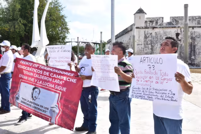 Los sindicatos involucrados son Telefonistas de Campeche, del Nacional Monte de Piedad y el Frente de Trabajadores Democráticos de Campeche