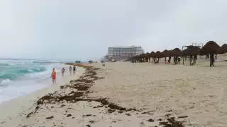 En algunas playas es posible observar una cantidad mínima de sargazo en Cancún