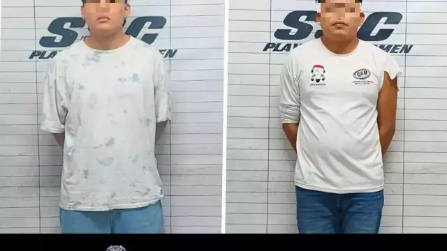 Los dos detenidos fueron presentados por la SSC de Playa del Carmen.