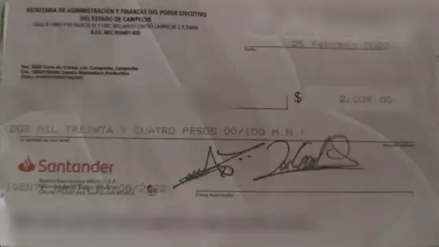 En un documento hecho llegar en exclusiva a esta casa editorial, se muestra la fotografía del cheque que les están entregando a los elementos ministeriales como parte del “incremento salarial”