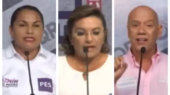 Este primer ejercicio se realizó sólo con tres de los siete candidatos por la presidencia municipal de Puerto Morelos Este primer ejercicio se realizó sólo con tres de los siete candidatos por la presidencia municipal de Puerto Morelos