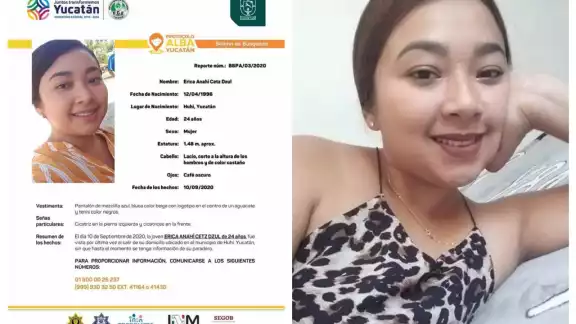 La joven se encuentra desaparecida desde el pasado 10 de septiembre de 2020 Foto: FGE