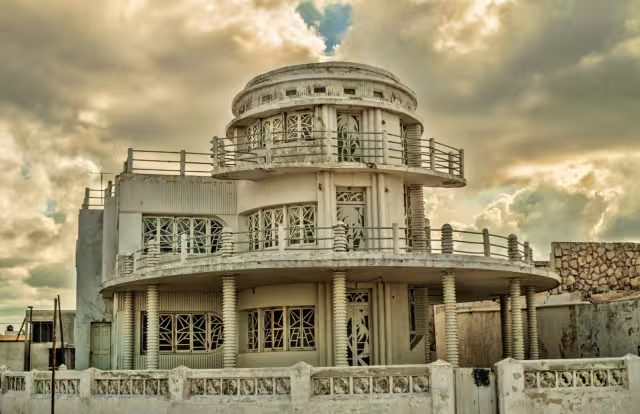 La casa del pastel, con arquitectura estilo Art Decó