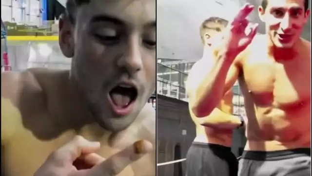 Los clavadistas se dan el tiempo para hacer retos durante sus entrenamientos