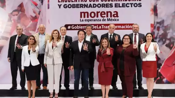 Los gobernadoresde la autollamada 4T firmaron un desplegado al finalizar la jormnada del a consulta de Revocación de Mandato. Foto: Morena