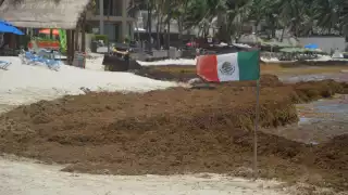 Personal de la Marina, retiró la tarde del pasado martes la barrera antisargazo a la altura de las playas de la avenida Constituyentes