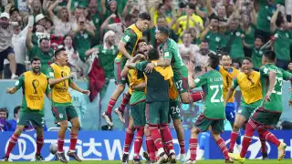 El gol de México en la celebración del segundo gol. Foto: Especial