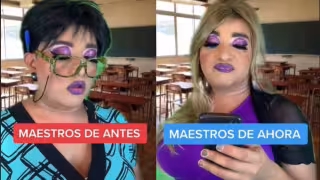 Los personajes mostraron de manera cómica cómo eran los docentes antes y los de la actualidad
