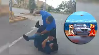 Al estilo Street Fighter, conductores de combis se agarran a golpes en Cancún: VIDEO